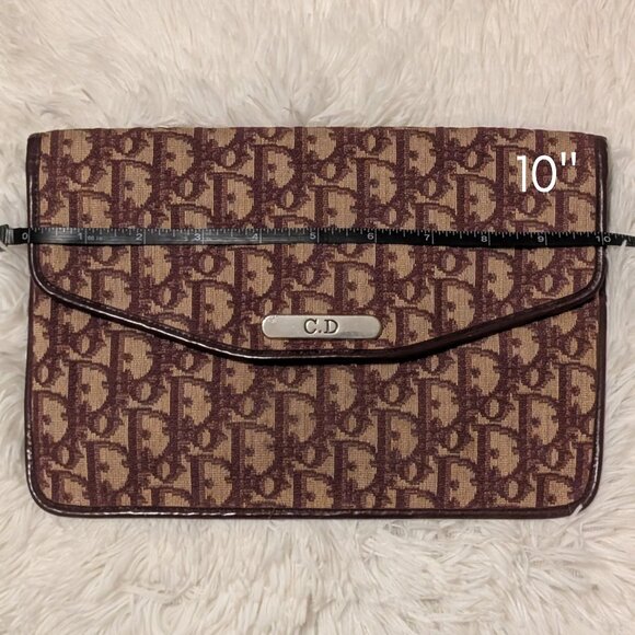 Christian Dior, Trotter Canvas Clutch Bag in Burgundy, VINTAGE - Picture 12 of 12